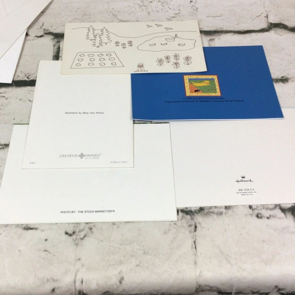Greeting Note Cards Lot Of 5 All Different Play Time Animals Envelopes‎ Blank